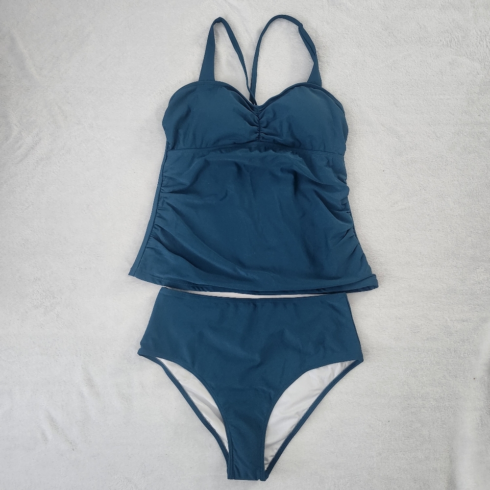 Cupshe Blue Bikini Swimwear with Racerback Design